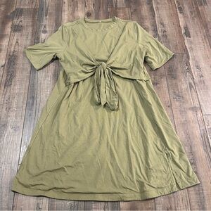 Lululemon Pima Cotton Wrap-Front T-Shirt Dress‎ Size 8  Green Short Sleeve